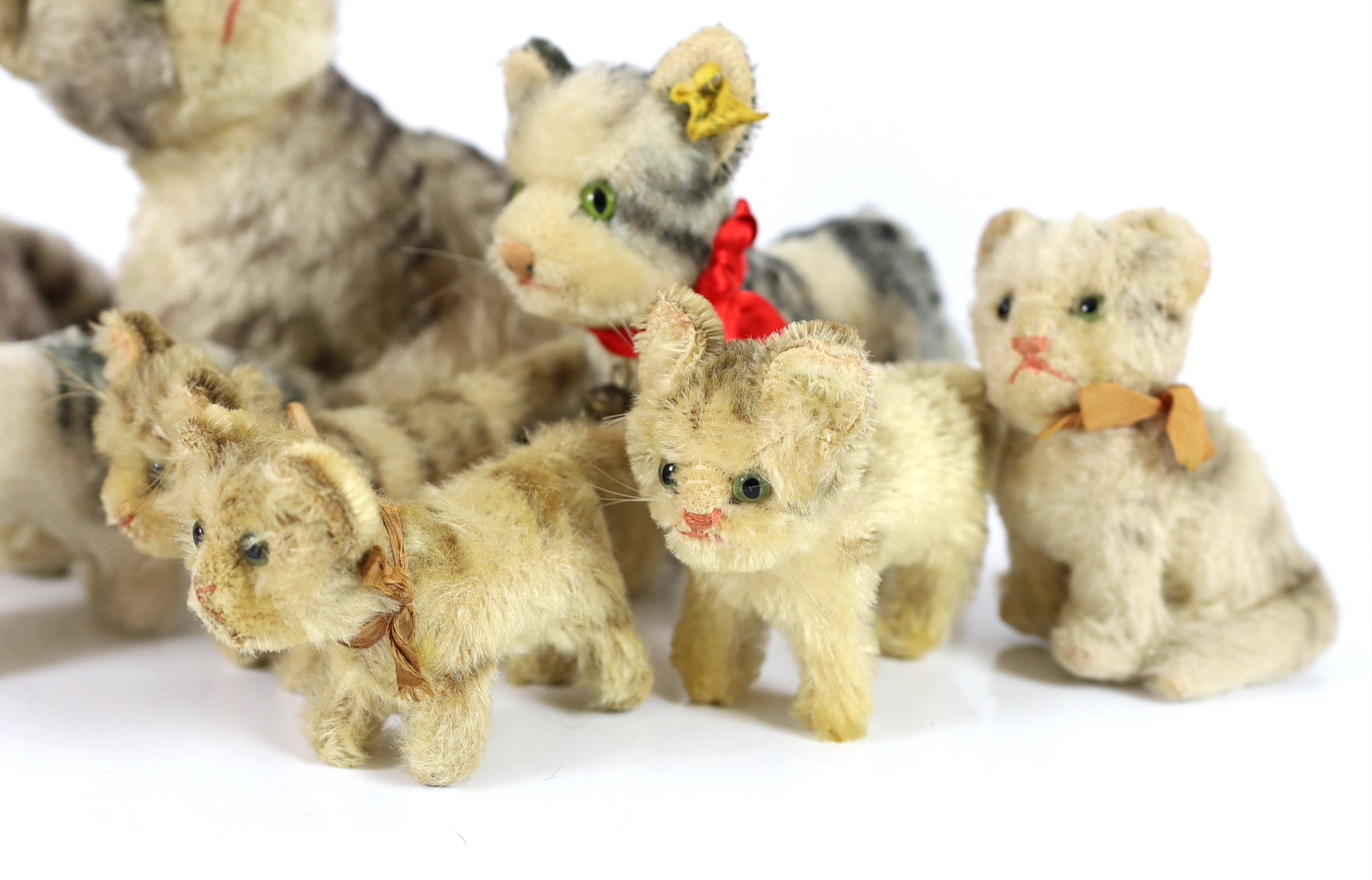 Eight Steiff cats, 1950's (8)